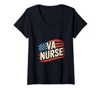 Femme Infirmière de l'équipe VA, infirmière des vétérans T-Shirt avec Col en V