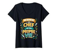 Femme Infirmière en Chef de ma Propre Vie Humoristique T-Shirt avec Col en V