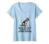 Femme Infirmière en Service gardée par Un Berger Allemand T-Shirt avec Col en V