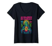 Femme Infirmière médecin catholique Ad Majorem Dei Gloriam Vintage pour Hommes T-Shirt avec Col en V