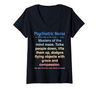 Femme Infirmière psychiatrique T-Shirt avec Col en V