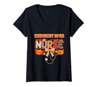 Femme Infirmière Urgences Ambiance Automne Coquette Infirmière T-Shirt avec Col en V