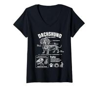 Femme Info Chien Teckel Anatomie Parfum Chien T-Shirt avec Col en V