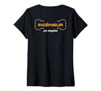 Femme Informaticien Humour Travail ingénieur Pas Magicien Dos T-Shirt avec Col en V