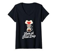 Femme Infusion de café Love at First Drip Home T-Shirt avec Col en V