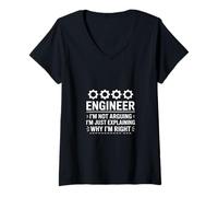 Femme Ingénieur Disant ne Pas argumenter expliquant Pourquoi il est Correct T-Shirt avec Col en V