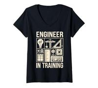 Femme Ingénieur en Formation Ingénieur Futur Ingénieur Holding Engineering T-Shirt avec Col en V
