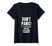 Femme Ingénieur Patch Serveur T-Shirt avec Col en V
