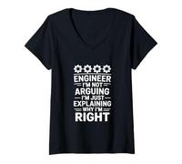 Femme Ingénieur Sarcastique sur l'explication de Pourquoi Le Bon T-Shirt avec Col en V