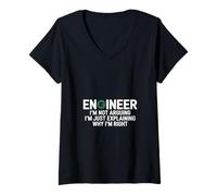Femme Ingénieur Sayin Not Arguing I'm Explaining Women Men T-Shirt avec Col en V