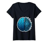 Femme Ingénieur spécialiste de l'intelligence Artificielle du Cerveau IA Humaine T-Shirt avec Col en V