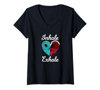 Femme Inhale Expirez Yoga Méditation Mindfulness Practice T-Shirt avec Col en V