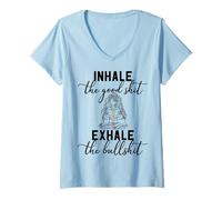 Femme Inhale The Good Exhale The Bullshit Chakra méditation Yoga T-Shirt avec Col en V