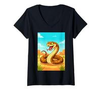 Femme Inland Taipan - Bande dessinée Serpent Le Plus Mortel des déserts australiens T-Shirt avec Col en V