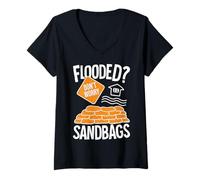 Femme Inondé? Ne Vous inquiétez Pas, Nous Avons des Sacs de Sable T-Shirt avec Col en V