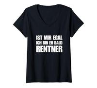 Femme Inscription humoristique en allemand « Ist Mir Egal Ich Bin Eh Bald Rentner » T-Shirt avec Col en V