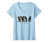 Femme Inscription Humoristique « I Just Gotta Be Me Rockhopper Penguin » T-Shirt avec Col en V
