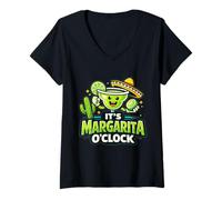 Femme Inscription Humoristique « Its Margarita O'Clock » T-Shirt avec Col en V