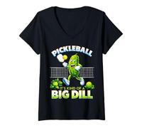 Femme Inscription Sarcastique Amusante « It's Kind of A Big Dill Pickleball » T-Shirt avec Col en V