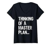Femme Inscription Thinking of a Master Plan Old School Hip Hop T-Shirt avec Col en V