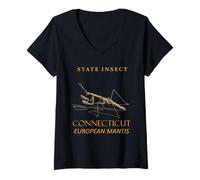 Femme Insecte du Territoire du Connecticut Mantis religiosa T-Shirt avec Col en V