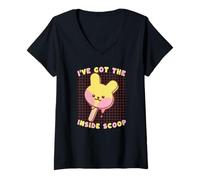 Femme Inside Scoop Bunny Ice Pop Kawaii T-Shirt avec Col en V