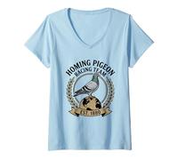 Femme Insigne Vintage de l'équipe de Course de Pigeons Homing Pigeon Racing Team T-Shirt avec Col en V