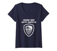 Femme Inspecteur de Buffet Amusant pour croisière, Vacances, Voyage T-Shirt avec Col en V