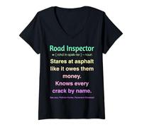Femme Inspecteur Routier T-Shirt avec Col en V