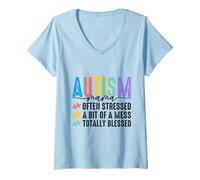 Femme Inspiration de pièces de puzzle de sensibilisation à l'autisme d'Austim Mama T-Shirt avec Col en V
