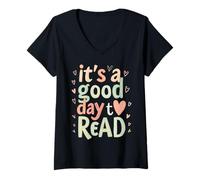 Femme Inspiration des Amateurs de Livres : C'est Un Bon Jour pour Lire l'ambiance de Lecture T-Shirt avec Col en V