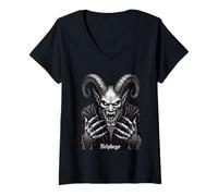 Femme Inspiration infernale de Belphegor T-Shirt avec Col en V