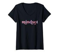 Femme Inspirational Mindset is Everything Citation de Motivation T-Shirt avec Col en V