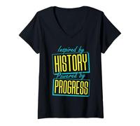 Femme Inspiré par l'histoire, propulsé par Le progrès T-Shirt avec Col en V