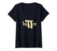 Femme Inspire Pi Pie Jeu de Mots Vintage pour Enseignant Geek Nerd T-Shirt avec Col en V