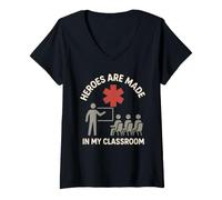 Femme Instructeur paramédical EMT Teacher EMS Trainer First Responder T-Shirt avec Col en V
