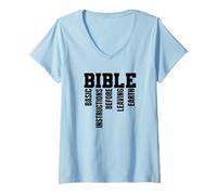 Femme Instructions de Base Avant de Quitter la Terre - B.I.B.L.E T-Shirt avec Col en V