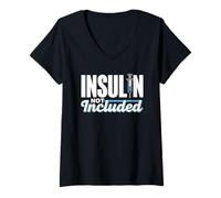 Femme Insuline Non Incluse Type Diabétique Patient Diabète T-Shirt avec Col en V