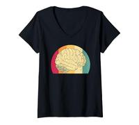 Femme Intelligence Cerveau Pensée Psyché Science Retro Vintage T-Shirt avec Col en V