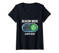 Femme Interrupteur à Bascule Amusant en Mode diacre Always Rdy Christian Church T-Shirt avec Col en V