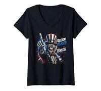 Femme Intrépide et nourri par la liberté T-Shirt avec Col en V