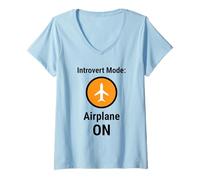 Femme Introvert Mode Airplane on Funny Antisocial Humor T-Shirt avec Col en V
