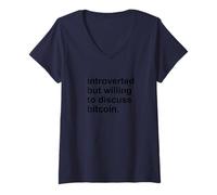 Femme Introverted But Willing to Discuss Bitcoin Noir Meme T-Shirt avec Col en V