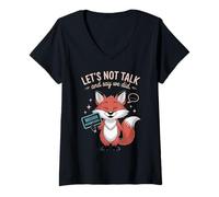 Femme Introverti Funny Let's Not Talk and Say We Did T-Shirt avec Col en V