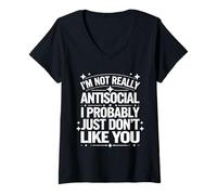 Femme Introverti Je ne suis Pas Vraiment Antisocial I Probablement T-Shirt avec Col en V