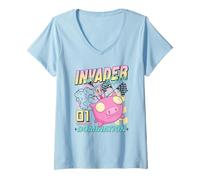 Femme Invader Zim 01 World Domination Zim & Gir Racing Over Pig T-Shirt avec Col en V