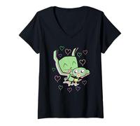 Femme Invader Zim Gir Hugging Plush T-Shirt avec Col en V