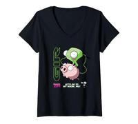 Femme Invader Zim Let’s Go to My Room Pig Gir T-Shirt avec Col en V