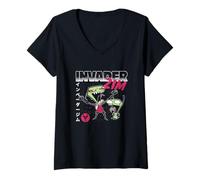 Femme Invader Zim Maniacal Laugh Zim and Gir Y2K Cartoon T-Shirt avec Col en V