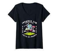 Femme Invader Zim You're All Doomed Earth Takeover Design T-Shirt avec Col en V
